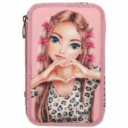 TOPModel Trippelpennfodral med Rosett LEOHEART - Rosa
