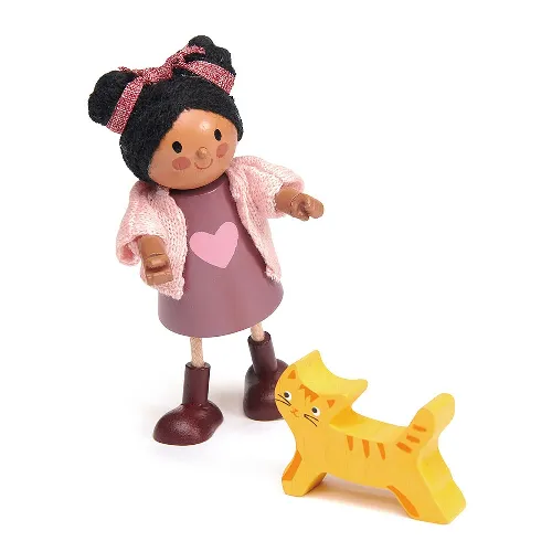 Tender Leaf Dockskåpsfigur - Ayana och katt - (TL8148)