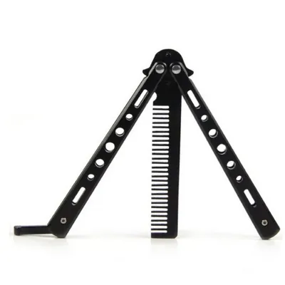 Butterflykam, hopfällbar Kam, Svart Stål