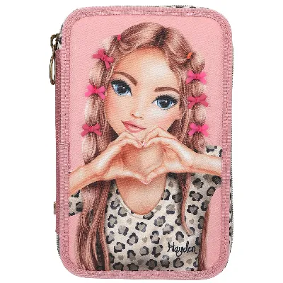 TOPModel Trippelpennfodral med Rosett LEOHEART - Rosa