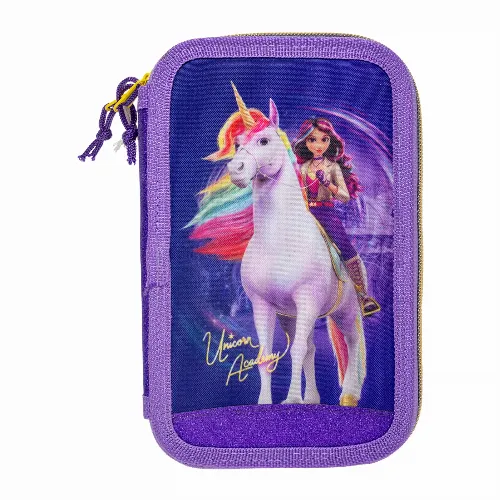 STOR Unicorn Academy - Fyllt dubbelt pennfodral - 19,5 x 12,5 x 5 cm