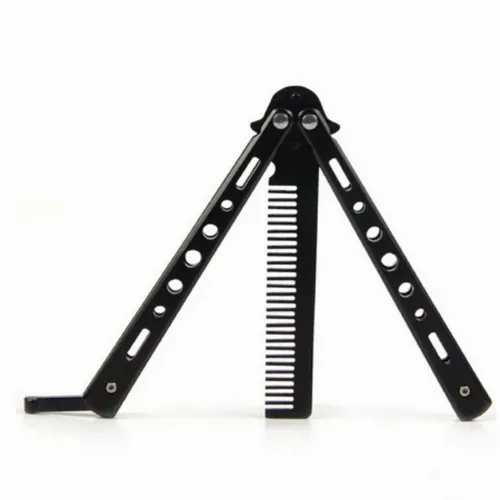 Butterflykam, hopfällbar Kam, Svart Stål