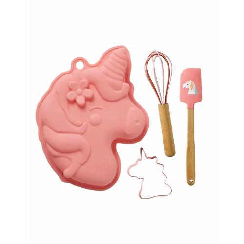 RICE Bakset Unicorn Love - Rosa - Set om 4