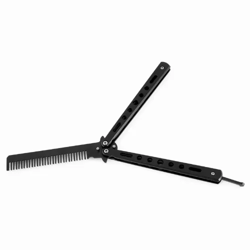 Butterflykam, hopfällbar Kam, Svart Stål
