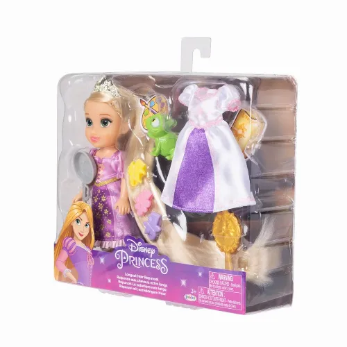 JAKKS Pacific Disney Princess 6 Inch Petite Doll med Extra Mode & Tillbehör Längsta håret Rapunzel