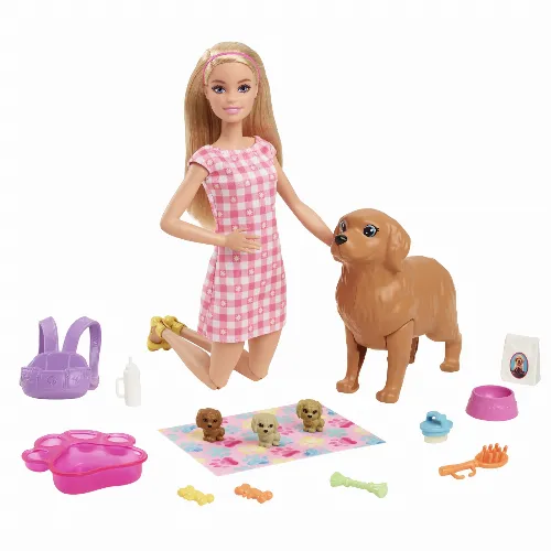 Barbie Docka och nyfödda valpar lekset (HCK75)