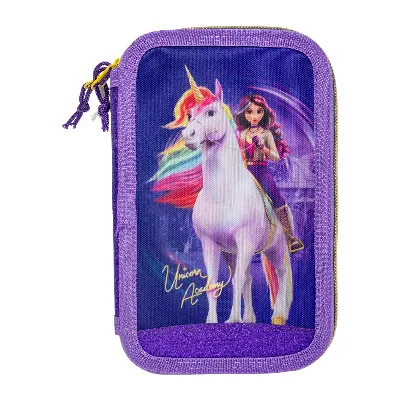 STOR Unicorn Academy - Fyllt dubbelt pennfodral - 19,5 x 12,5 x 5 cm