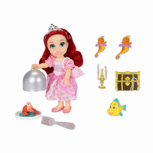 JAKKS Pacific Disney Princess 6 Inch Petite Doll med extra mode och tillbehör Sea to Land Ariel