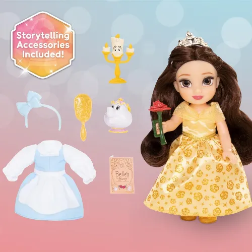 JAKKS Pacific Disney Princess 6 Inch Petite Doll med extra mode och tillbehör Be Our Guest Belle