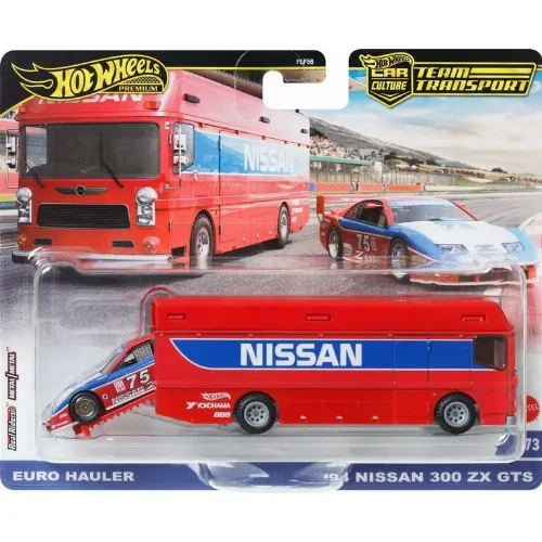 Hot Wheels Team Transport Truck & Race Car, Gift for Racing Collectors (FLF56)