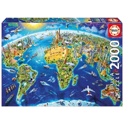 Educa Pussel 2000 - Världens landmärken Globus (017129)