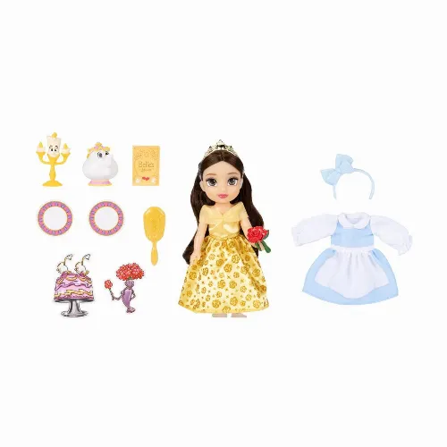 JAKKS Pacific Disney Princess 6 Inch Petite Doll med extra mode och tillbehör Be Our Guest Belle