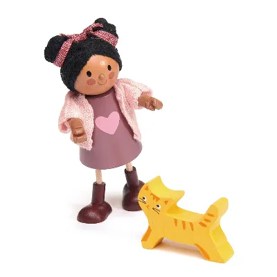 Tender Leaf Dockskåpsfigur - Ayana och katt - (TL8148)