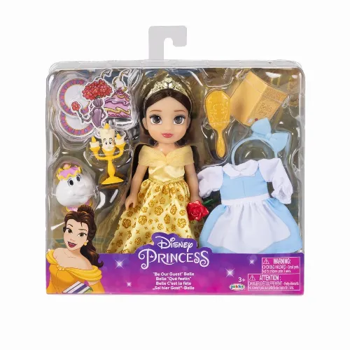 JAKKS Pacific Disney Princess 6 Inch Petite Doll med extra mode och tillbehör Be Our Guest Belle