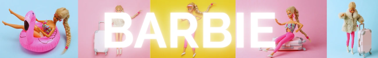 A campaign banner for the Barbie brand.